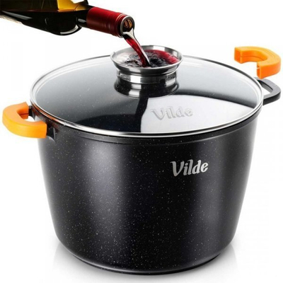 Tenxhere granit Vilde Terruna Aroma, 28 cm, 9.7L, me kapak xhami
