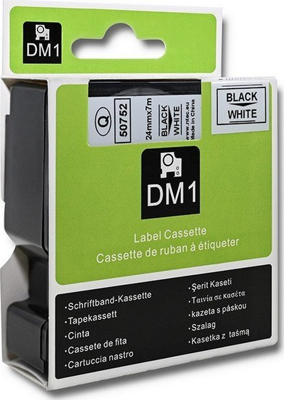 Kasetë etiketuese Qoltec Dymo D1 53713 53718, 24mm x 7m, shirit i bardhë, printim i zi