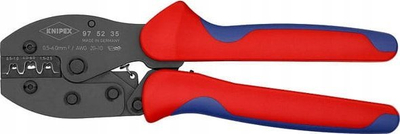 Pinca krimpuse Knipex PreciForce 97 52 35, për konektorë jo të izolum, me doreza të rehatsme, kuqe blu
