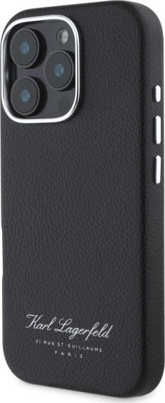 Kapak telefoni Karl Lagerfeld Grained PU Hotel RSG, për iPhone 16 Pro Max, material PU me teksturë, i zi