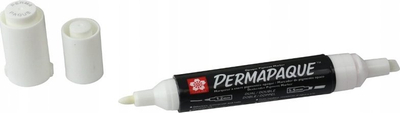 Markeri Sakura Permapaque Double Tip, permanent, i bardhë