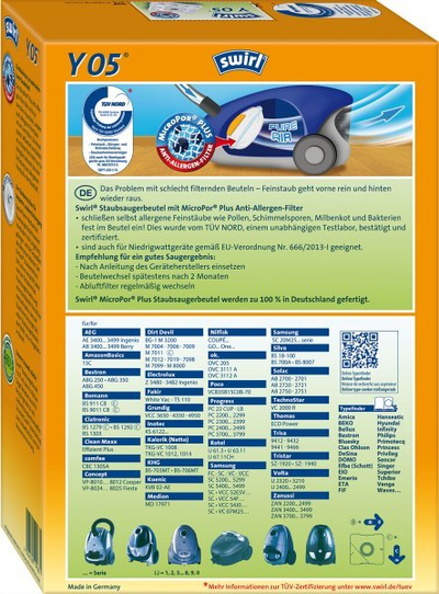 Кеси за правосмукалка Swirl Y05 MP AirSpace Green Line, 4 парчиња