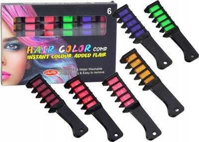 Set për lyerje flokësh Hair Color Comb, 6 copë, shkumës me ngjyra, shumëngjyrësh