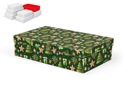 Kuti dhuratash për Krishtlindje Christmas A V011 E, karton 1.5mm, 32x20x8cm, jeshile e errët