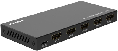Ndarës HDMI Microconnect 1x4, 8K 60Hz, 4 dalje, i zi