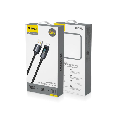 Kabllo karikimi Dudao L7T USB A në USB C, 66W, 1m, e zezë