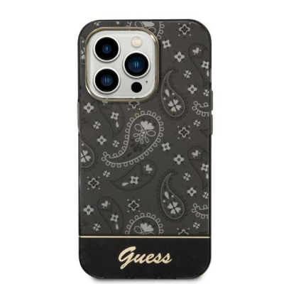 Mbulesë telefoni Guess GUHCP14XHGBNHK për iPhone 14 Pro Max 6.7\", hard case, Bandana Paisley, e zezë