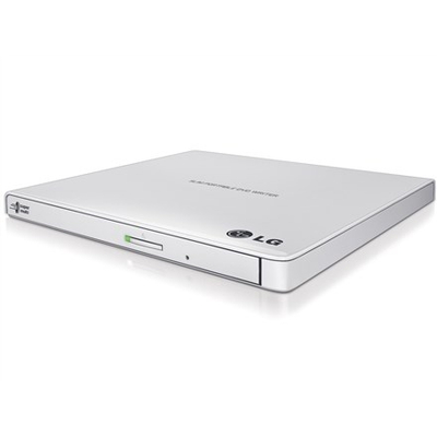 Надворешен DVD режач LG GP57EW40, USB 2.0, ултра тенок, бел