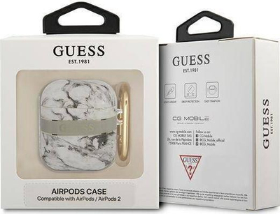 Mbulesë mbrojtëse Guess Marble Strap Collection për AirPods, gri