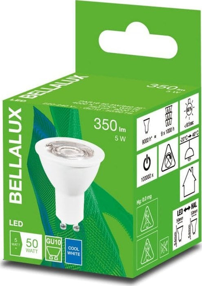 Llampë LED Bellalux GU10 PAR16, 5W 350lm, 4000K, e bardhë neutrale