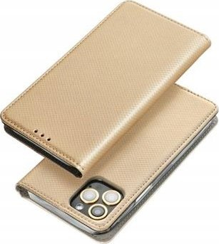 Kuti telefoni Smart Book për Samsung Galaxy S24 Plus, me xhep kartash, ngjyrë ari