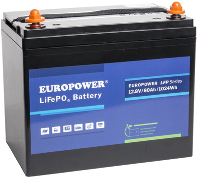 Bateri LiFePO4 EUROPOWER EP, 12.8V 80Ah, me Bluetooth