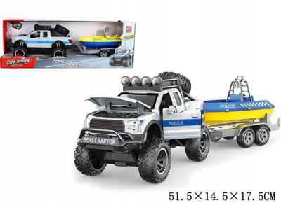 Set lodër makinë policie me varkë Gazelo Toys, drita dhe zë, shumëngjyrësh