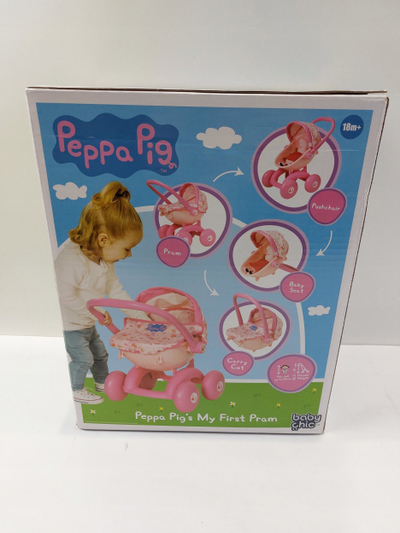 Karrocë lodër për kukulla Peppa Pig 4 në 1 My First Dolls Pram, shumë punëshme, rozë