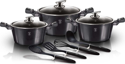Set tenxheresh Berlinger Haus Carbon Pro BH-6919, veshje graniti, turbo induction, grafit metalik
