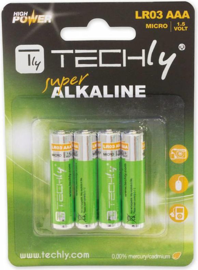 Bateri AAA/ R03 Techly High Energy, 1.5V, 4 copë