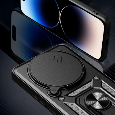 Këllëf telefoni Tech-Protect Camshield Pro për Xiaomi Redmi Note 14 Pro Plus 5G, me unazë 360°, me mbrojtje kamere, i zi