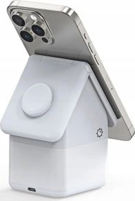 Karikues wireless magnetik DUZZONA 4 in 1, 15W, me dritë nate, i bardhë