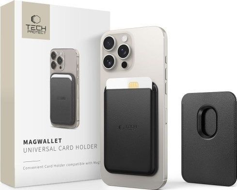 Mbajtëse kartash magnetike Tech-Protect MagWallet Magsafe, universale, për 3 karta, e zezë
