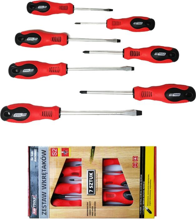 Set kaçavidash AWTools AW30802, 7 copë, çelik S2, kuqe e zezë
