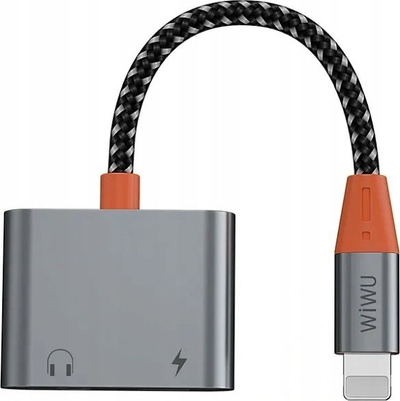 Adapter audio Wiwu LT07, Lightning në Lightning edhe 3.5mm, për iPhone, gri