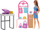 Set lojërash Barbie Make and Sell Boutique, kukull brune, aksesorë mode, shumëngjyrësh