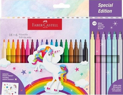 Set lapsa me fibër Faber-Castell Castle Unicorn, 18+6 ngjyra