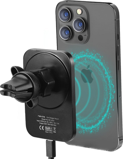 Karikues makine pa kabllo Nevox MagSafe, 15W, për grilat e ajrit, ngjyrë e zezë