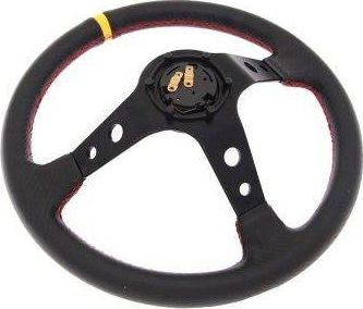 Timon sportiv MTuning Steering Wheel Pro 350mm, offset 80mm, karbon, i verdhë