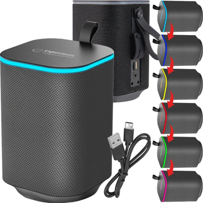 Altoparlant Bluetooth Esperanza Sakara EP155, 10W, RGB, i zi