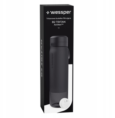 Shishe me filtër Wessper B2 Tritan Actitex, 1000ml, pa BPA, e zezë