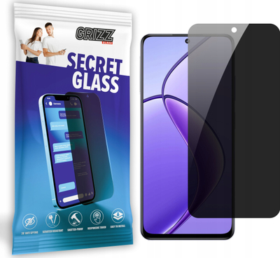 Xham mbrojtës GrizzGlass Matte SecretGlass për Realme 12 4G, efekt privatësie, matte, i zi