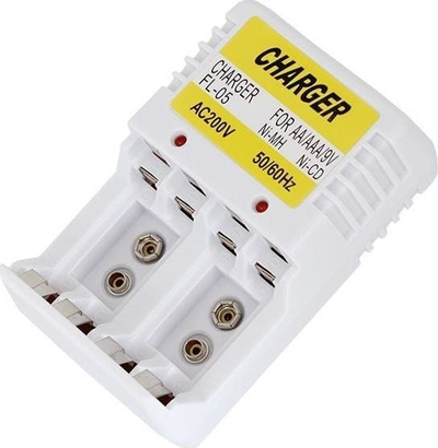 Karikues baterish FL-05, AA AAA 6F22 9V, 4 vende, i bardhë