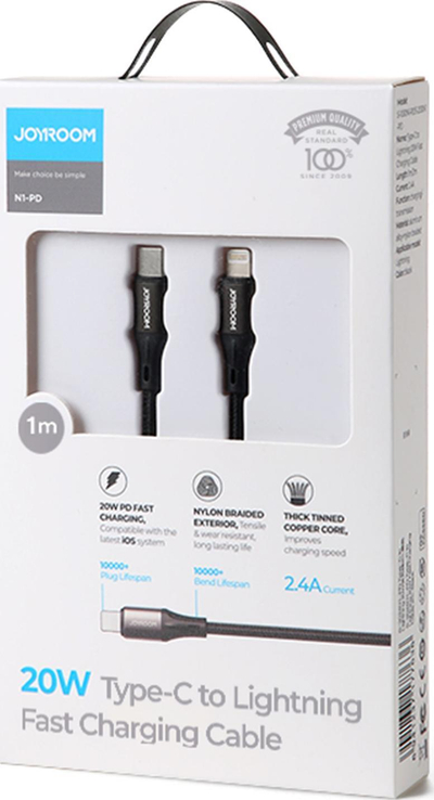 Kabllo karikimi Joyroom USB C në Lightning, PD 20W, 1m, e bardhë