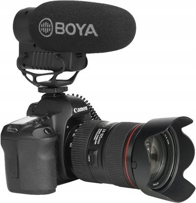 Mikrofon shotgun Boya BY-BM2040, super cardioid, për kamera dhe telefon, i zi