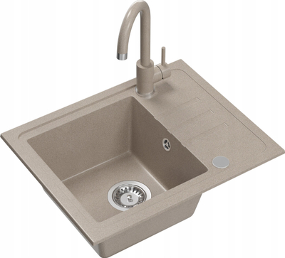 Lavaman kuzhine Quadron BEN 116 me rubinet KATE, granit, 55x44x17.5 cm, i zi me pika