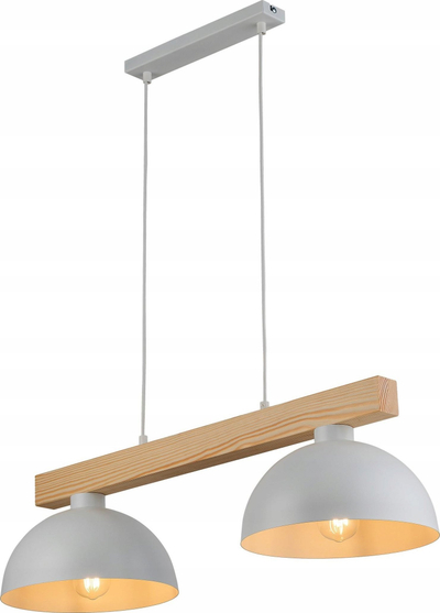 Llambë varëse TK Lighting Oslo 4713, 2xE27, metal edhe dru, e bardhë