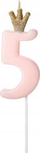 Kandela ditëlindjeje Birthday Candle, numri 5, 9.5cm, rozë pastel