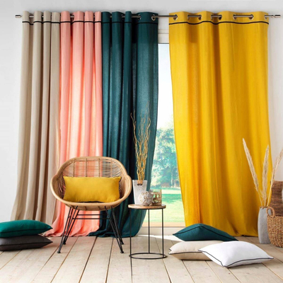 Perde me unaza Linette, 140 x 240 cm, pambuk i larë, gri anthracite