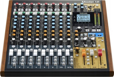 Mikser audio Tascam Model 12, 10 kanale, regjistrues 12 pista, i zi me dru