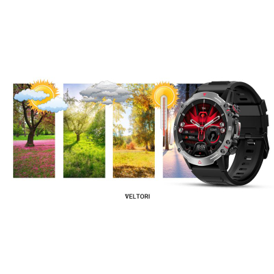 Ora inteligjente Veltori VT110-1, ekran 1.43" AMOLED, IP68, rrip silikoni i zi