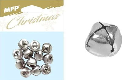 Këmborë dekorative MFP Jingle Bells, 2 cm, set 12 copë, ngjyrë argjendi