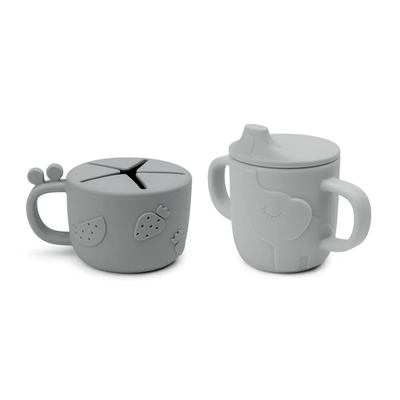 Set ushqimi gote dhe pjate- Deer friends -Grey
