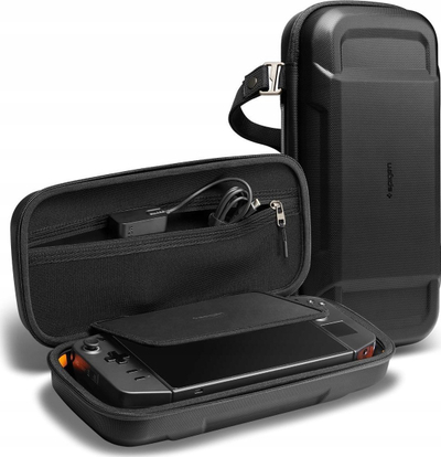 Mbajtëse Spigen Rugged Armor Pro për Lenovo Legion Go, me rrip mbajtës, e zezë
