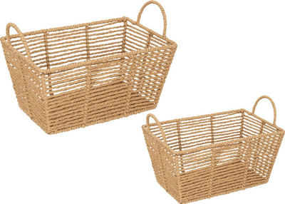 Set shporta Atmosphera Eugène Crates L30, letër e thurur, 35 x 17 x 24 cm, bezhë