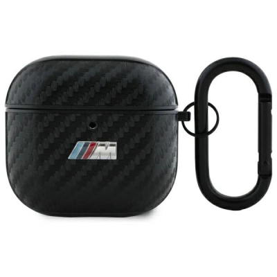 Mbulesë BMW PU Carbon M Collection për AirPods 4, me karabinë, e zezë