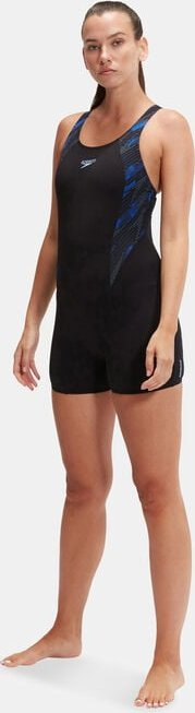 Kostum noti për goca Speedo HyperBoom Pool Legsuit, me mbulim kofshësh, me material të ricikluar, i zi