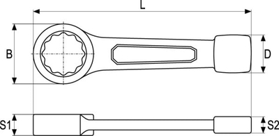 Çelës unazor goditës Yato YT-1605, 36mm, çelik CrV, i zi