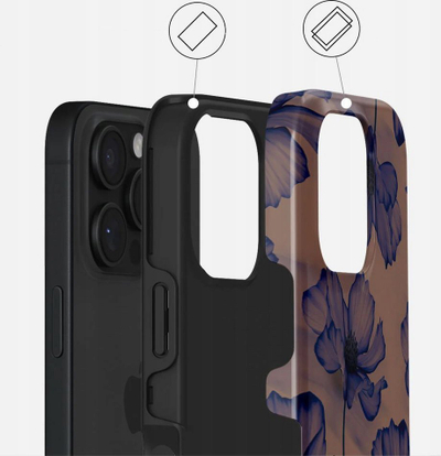 Maskë telefoni Burga Velvet Night Tough, MagSafe, për iPhone 16 Pro, me lule, ngjyrë bezhë e zezë