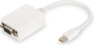 Adapter kabllo Mini DisplayPort në VGA Digitus, Full HD, i bardhë